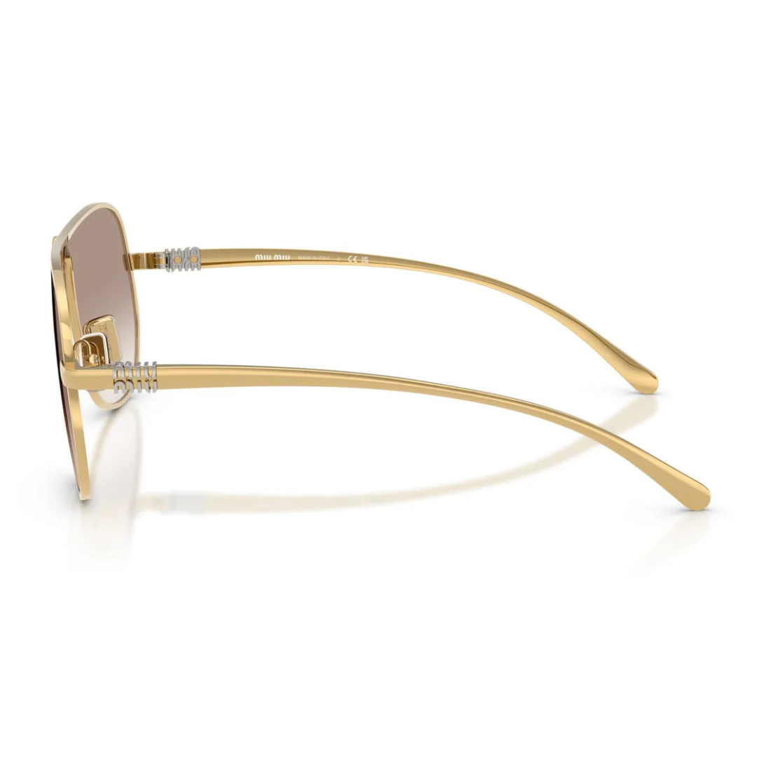 Miu Miu MUA56S 5AK90L Aviator Sunglasses Gold Metal Frame Pink Lenses 4