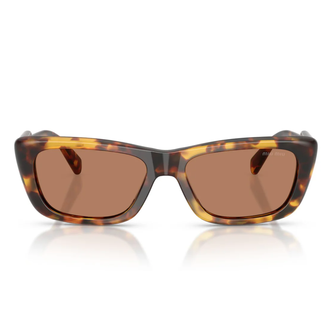 Miu Miu MUB12S 14L20D Square Sunglasses Havana Tortoise Frame Brown Lenses