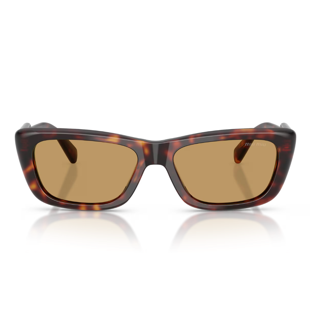 Miu Miu MUB12S 27L10Y Rectangle Sunglasses Havana Frame Brown Lenses