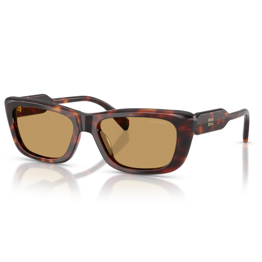 Miu Miu MUB12S 27L10Y Rectangle Sunglasses Havana Frame Brown Lenses 2