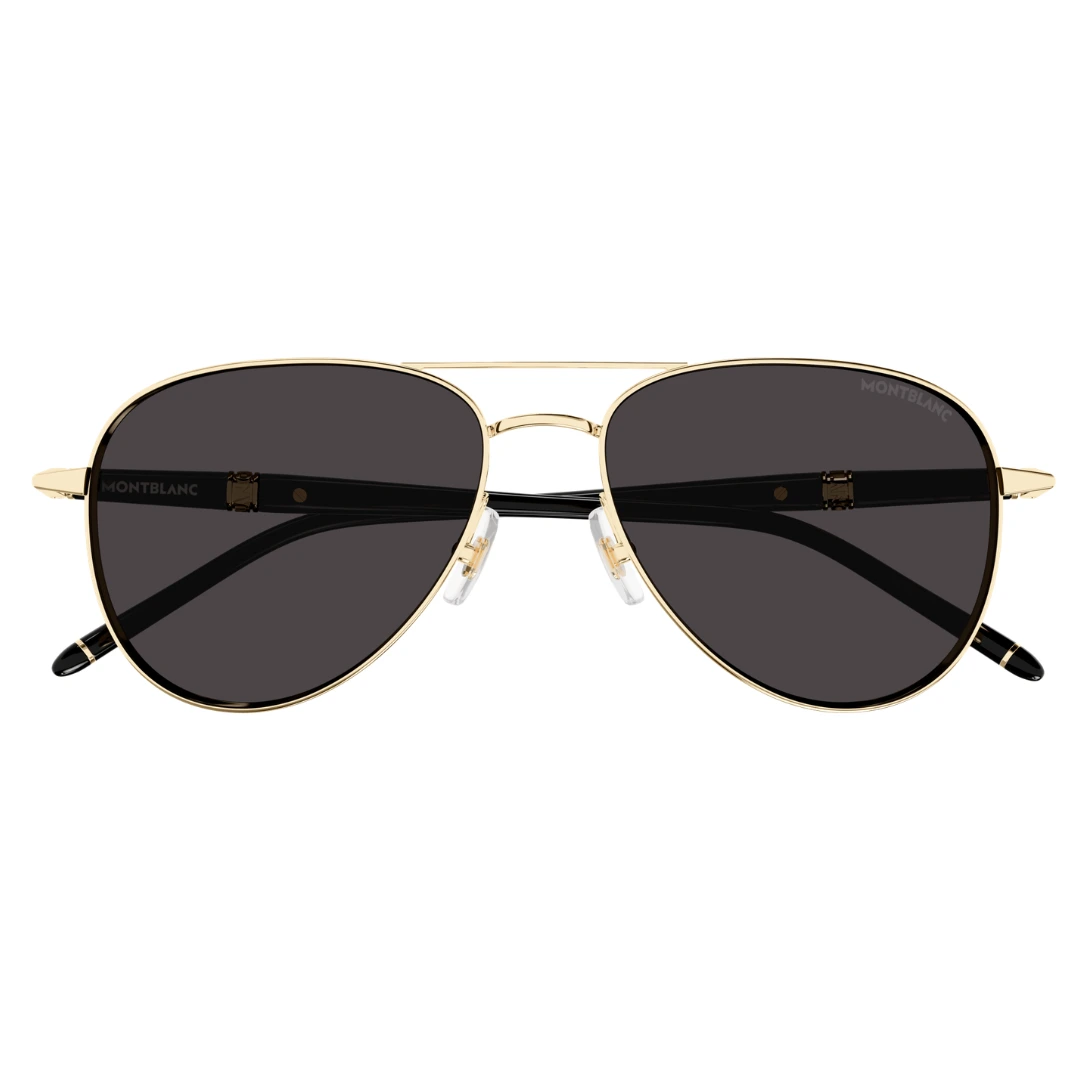 Montblanc MB0345S 001 Aviator Sunglasses Gold Frame Grey Lenses