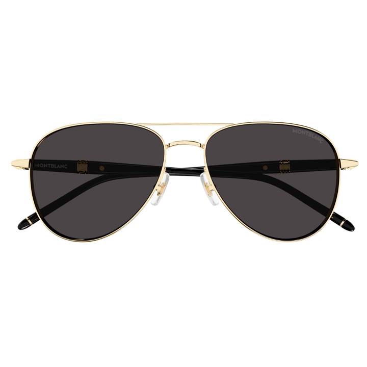 Montblanc MB0345S 001 Aviator Sunglasses Gold Frame Grey Lenses