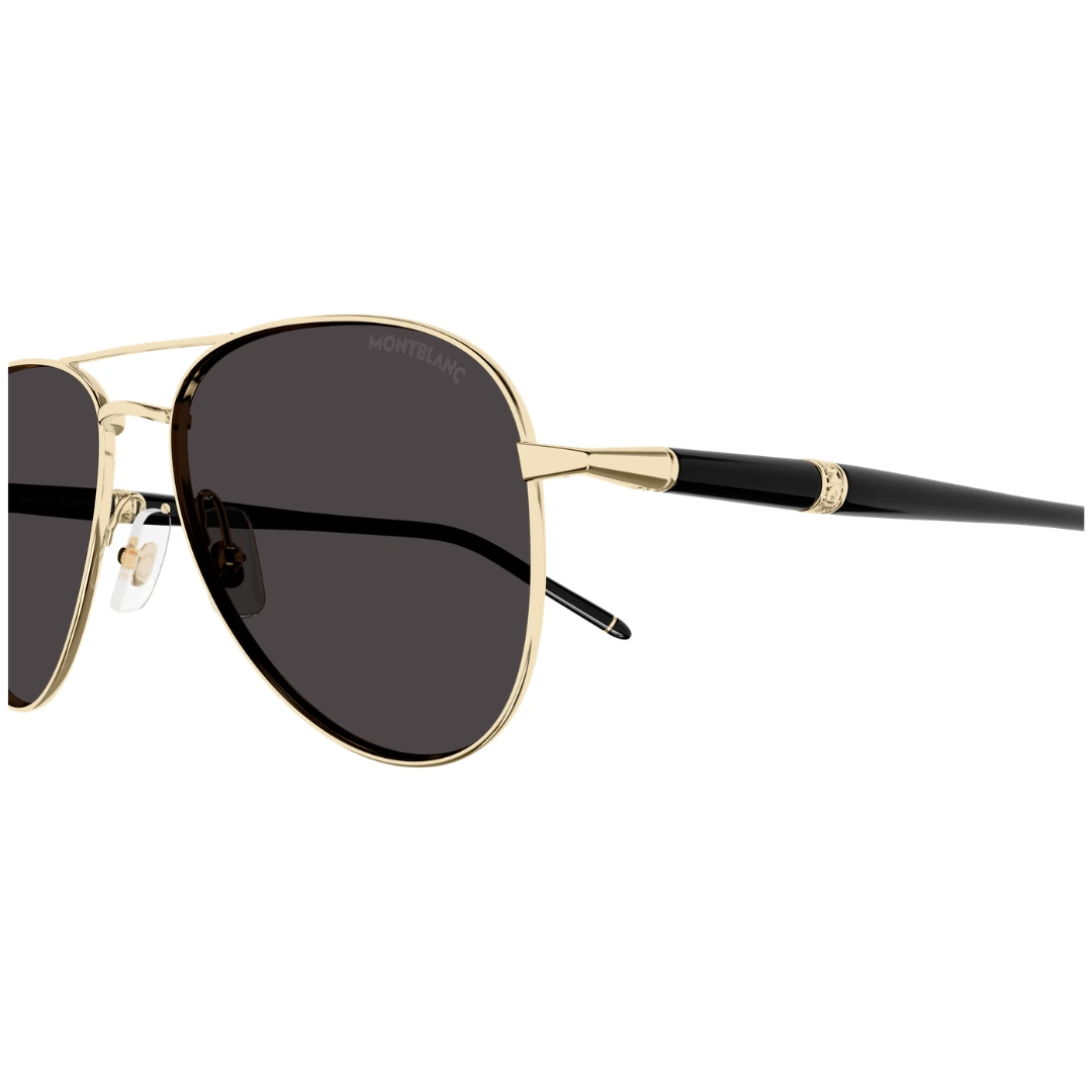 Montblanc MB0345S 001 Aviator Sunglasses Gold Frame Grey Lenses