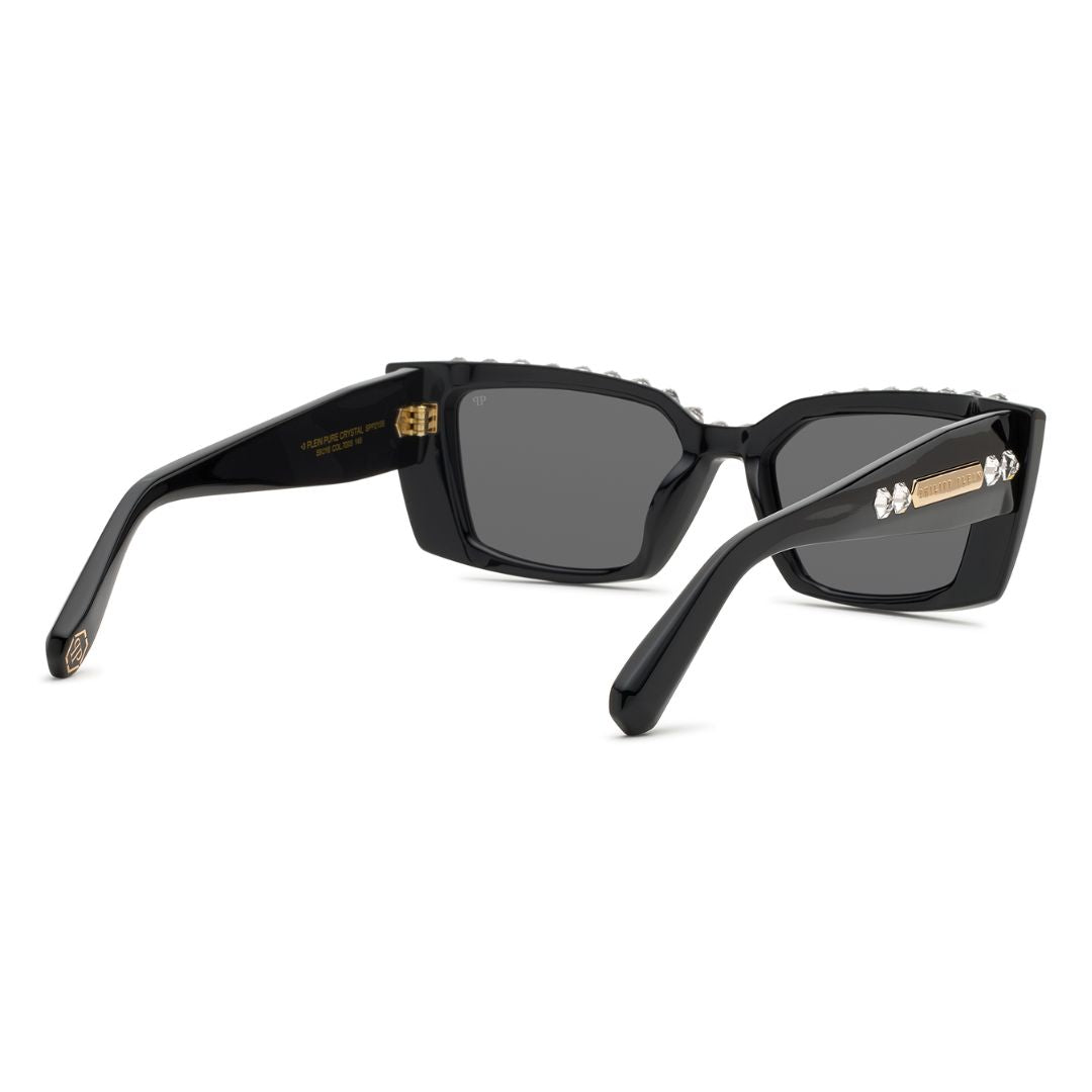 Philipp Plein SPP215S 700S Pure Crystal Sunglasses Black Rectangle Frame Grey Lens