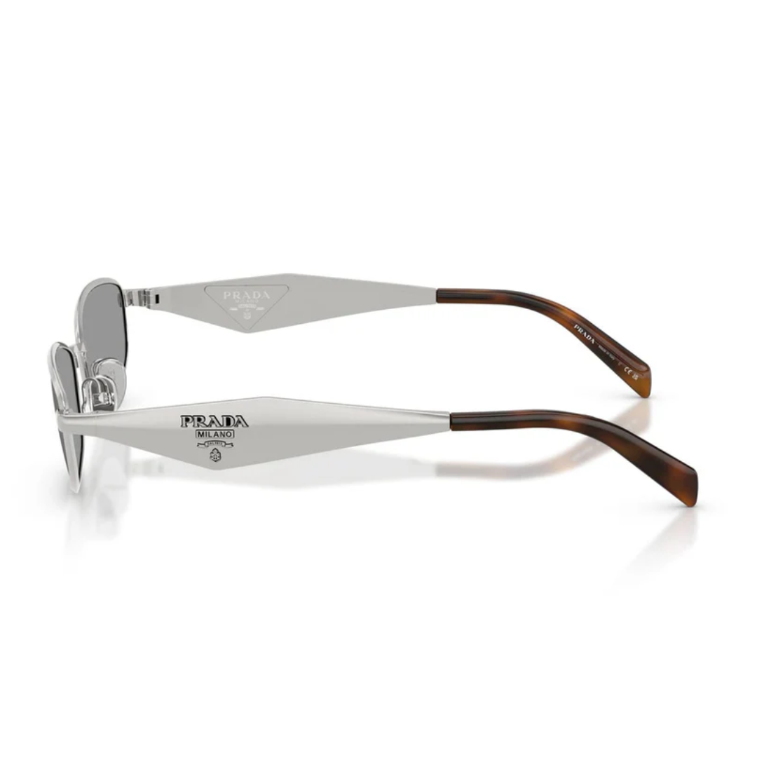 Prada PRD51S 1BC50Q Oval Sunglasses Silver Metal Frame Grey Lenses 3