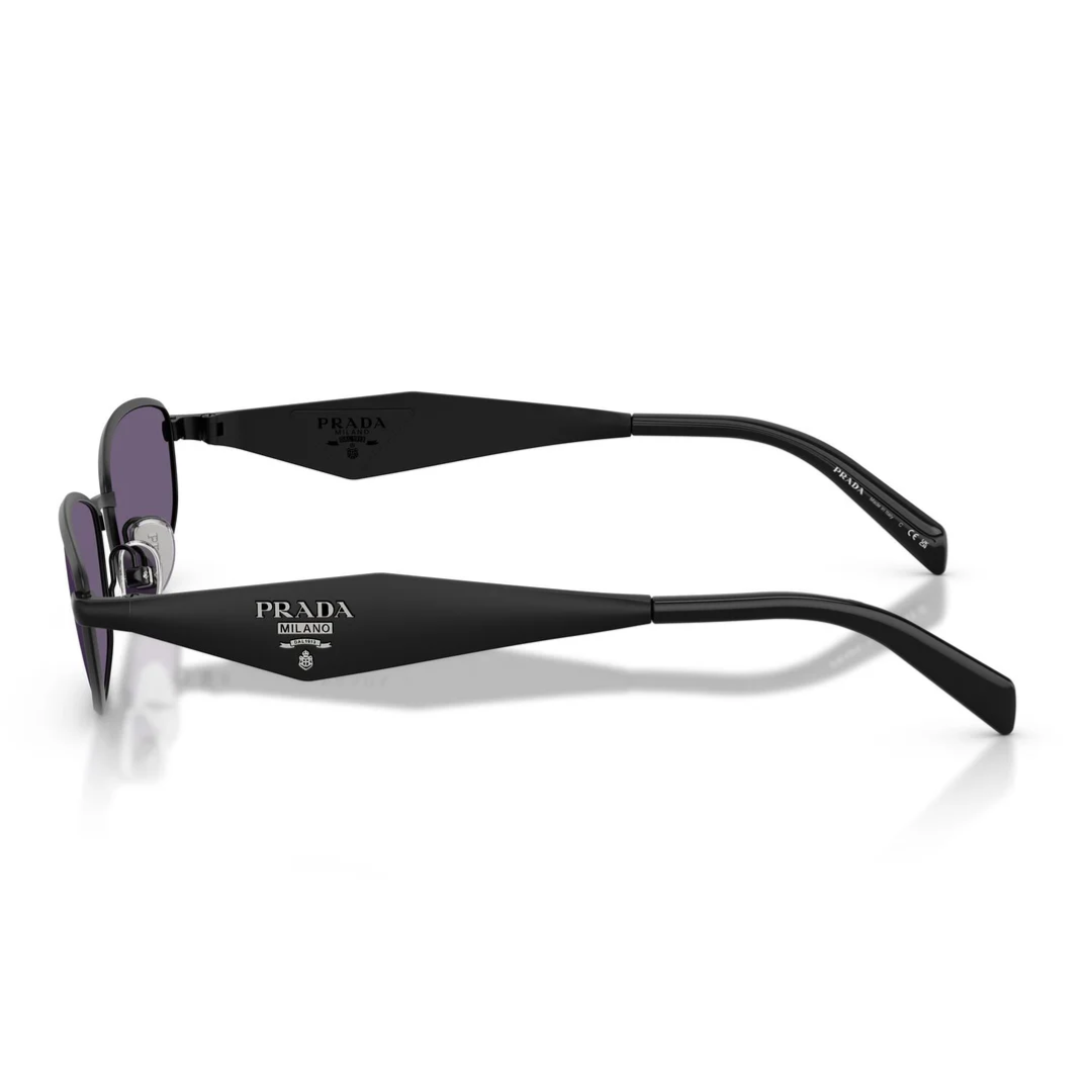 Prada PRD51S 7AB70W Oval Sunglasses Satin Black Metal Frame Violet Lenses 3