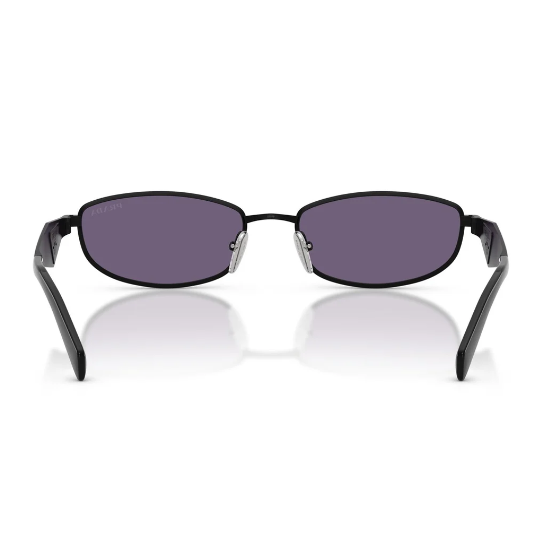 Prada PRD51S 7AB70W Oval Sunglasses Satin Black Metal Frame Violet Lenses 4