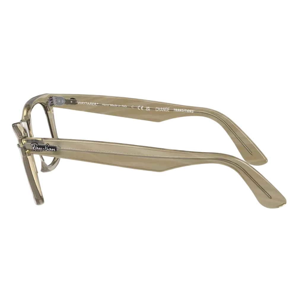 Clear eyeglasses with 'Ray-Ban' logo on a white background