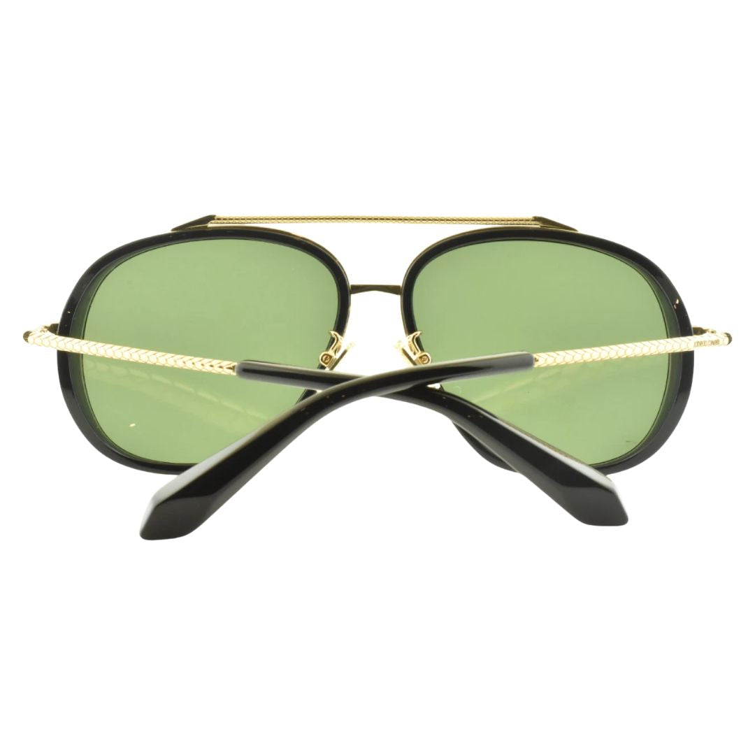 Roberto Cavalli SRC008 0300 Women Aviator Sunglasses Rose Gold Metal Frame Brown Gradient Lens