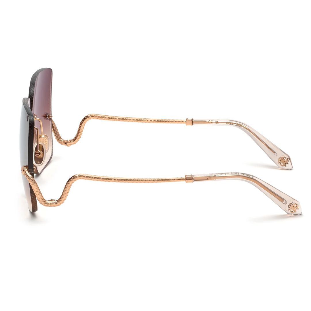 Roberto Cavalli SRC061 8FCG Women Oversized Square Sunglasses Havana Tortoise Frame Brown Gradient Lens