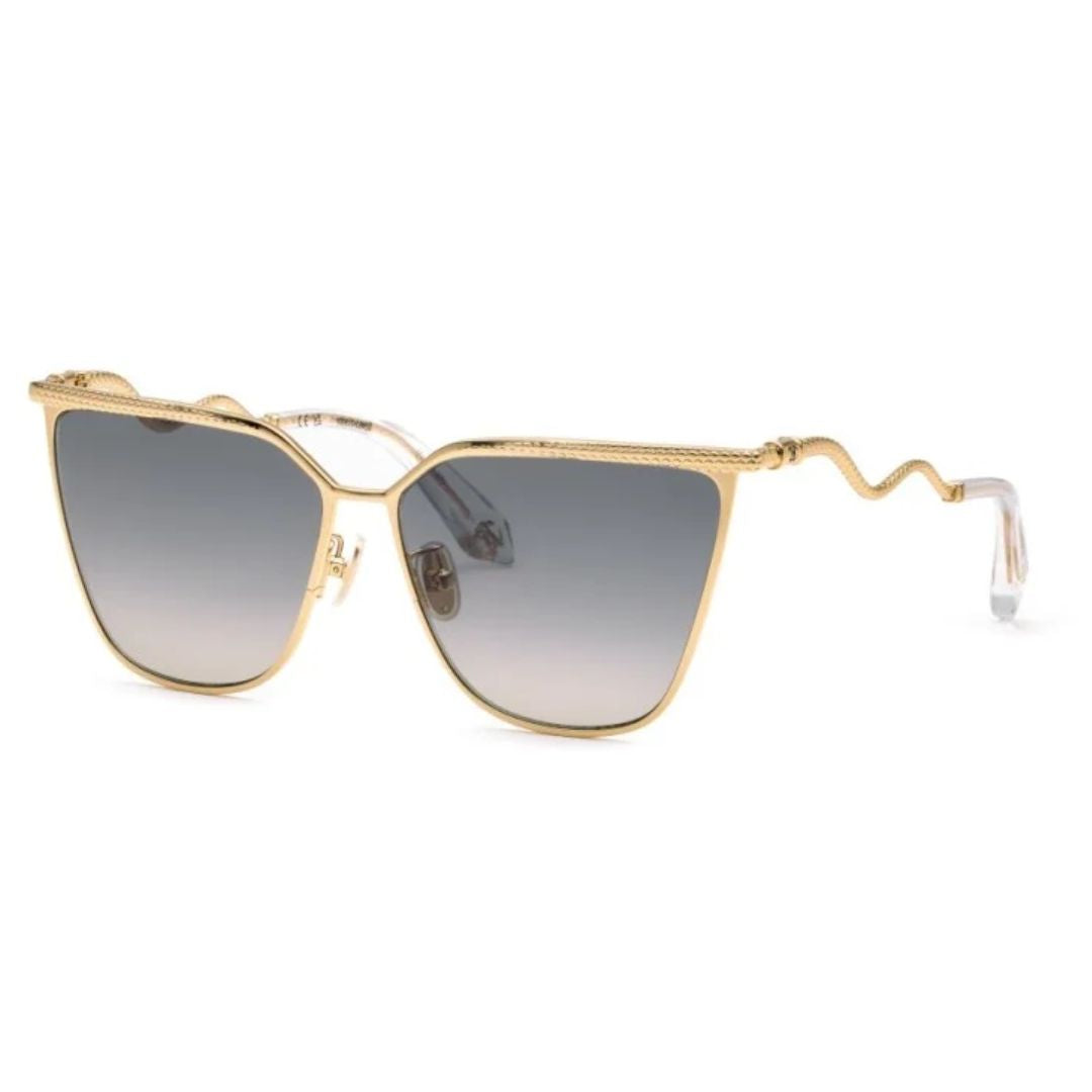 Roberto Cavalli SRC133M 300 Women Oversized Sunglasses Black Metal Frame Grey Gradient Lens