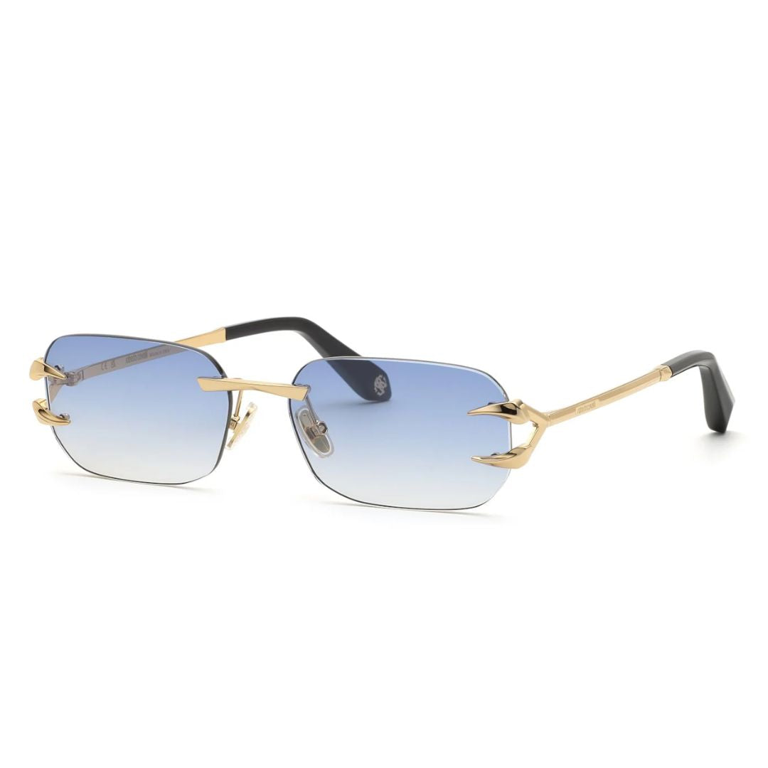 Roberto Cavalli SRC181 300B Oversized Square Sunglasses Black Acetate Frame Grey Gradient Lens