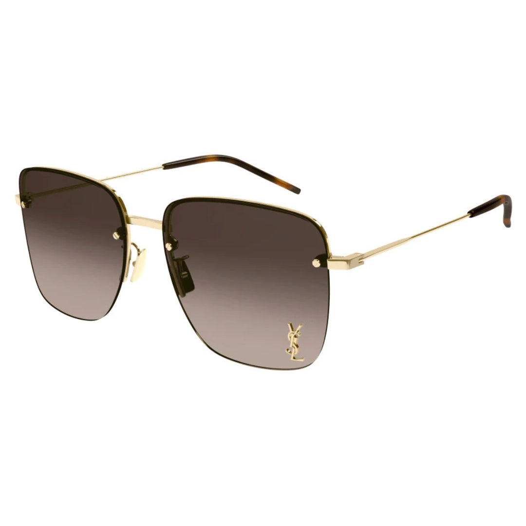 Saint Laurent SL312M 008 Unisex Rectangle Sunglasses Black Acetate Frame Grey Lens