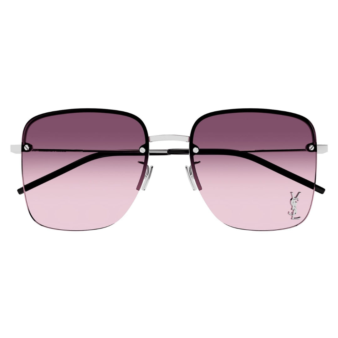 Saint Laurent SL312M 011 Unisex Oversized Rectangle Sunglasses Black Acetate Frame Grey Lens