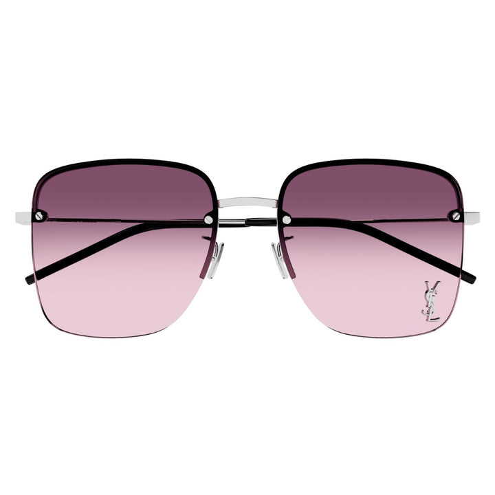 Saint Laurent SL312M 011 Unisex Oversized Rectangle Sunglasses Black Acetate Frame Grey Lens