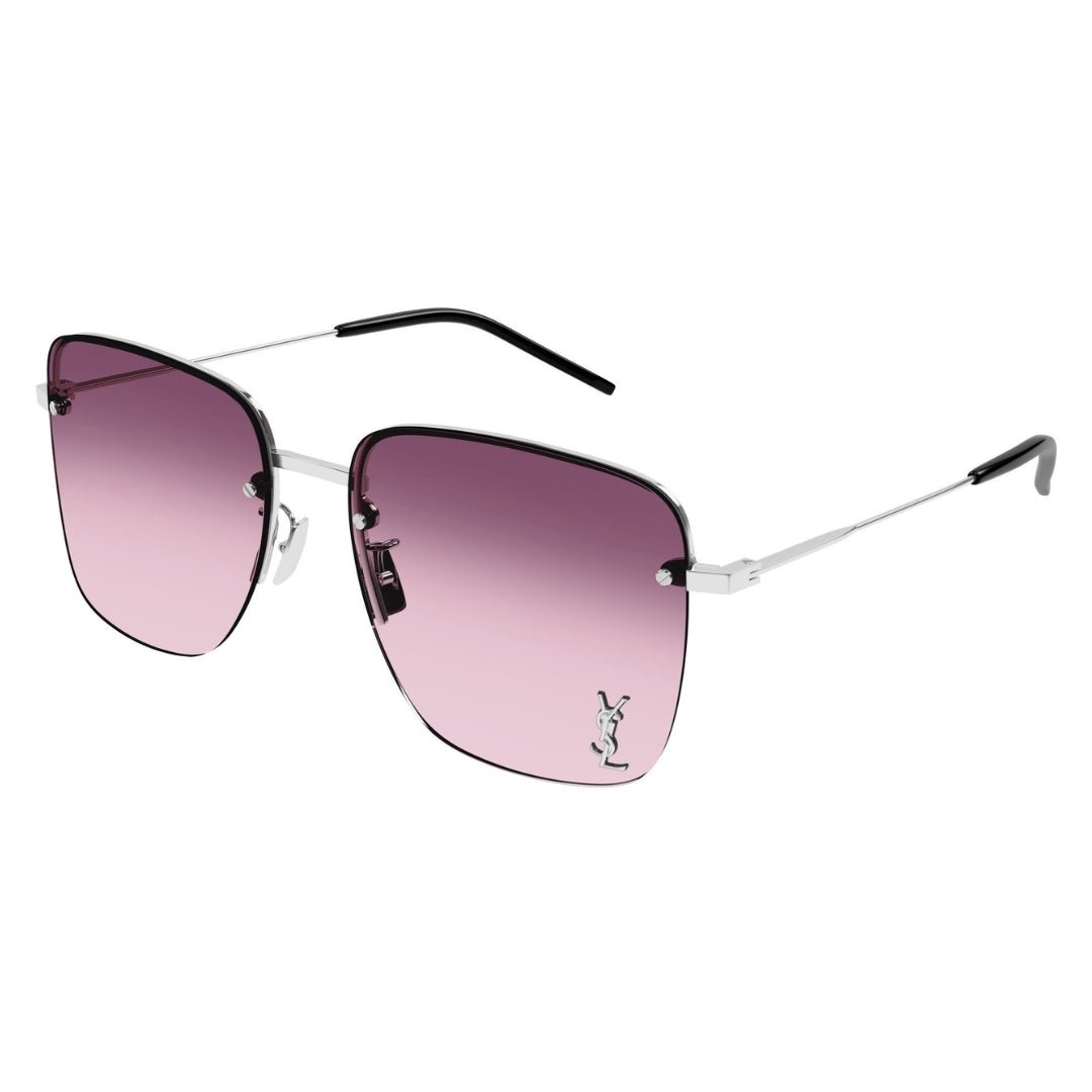 Saint Laurent SL312M 011 Unisex Oversized Rectangle Sunglasses Black Acetate Frame Grey Lens