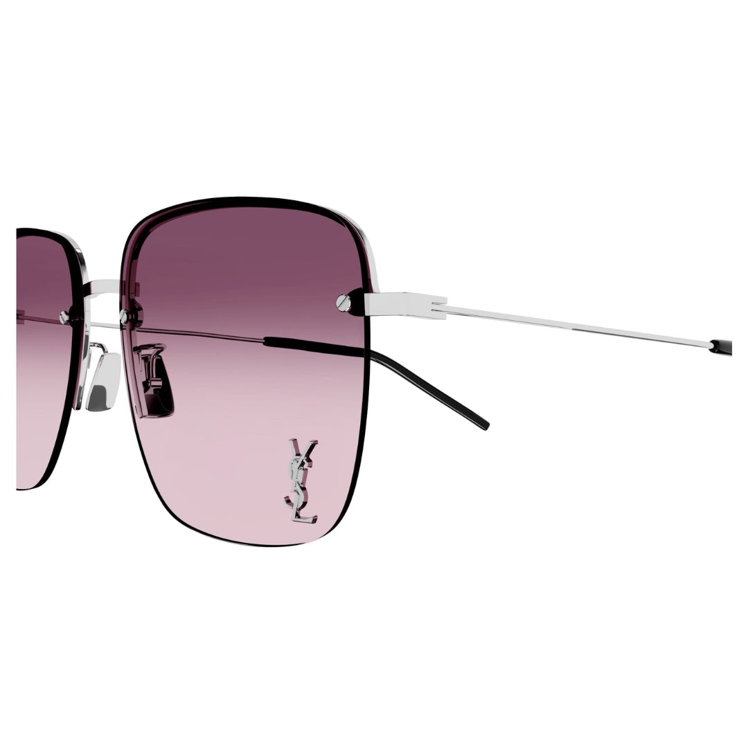 Saint Laurent SL312M 011 Unisex Oversized Rectangle Sunglasses Black Acetate Frame Grey Lens