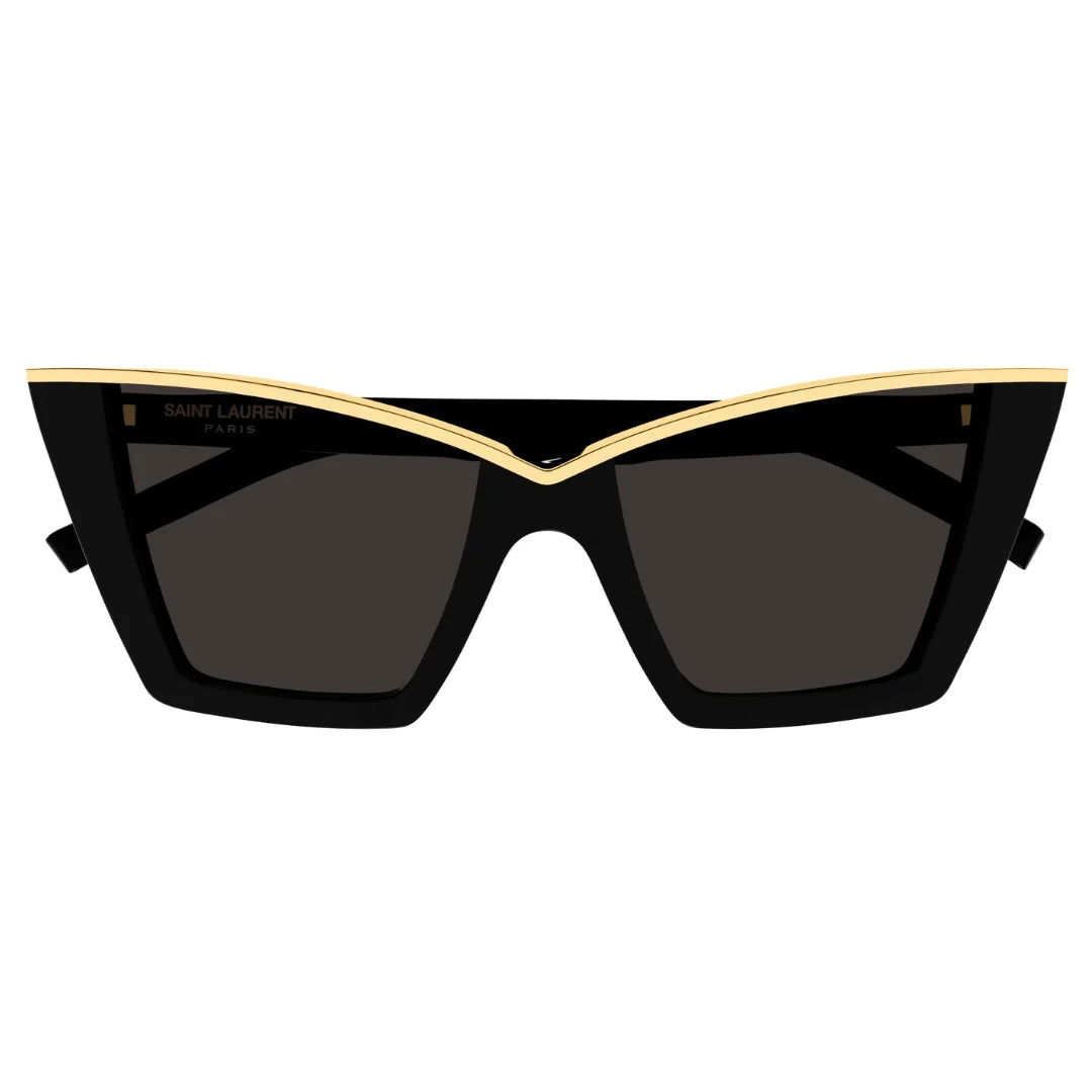 Saint Laurent SL570 001 Women Rectangle Sunglasses Black Acetate Frame Grey Lens