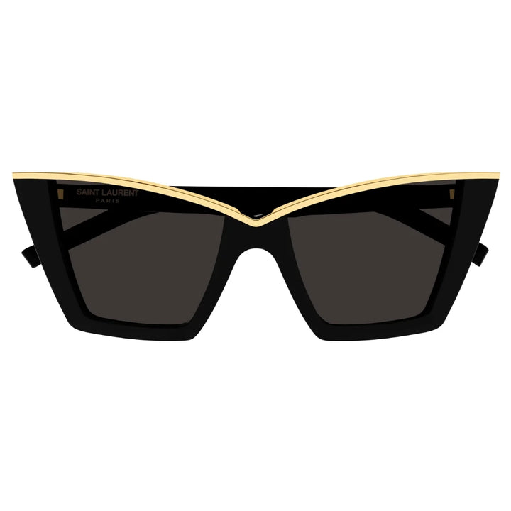 Saint Laurent SL570 001 Women Rectangle Sunglasses Black Acetate Frame Grey Lens