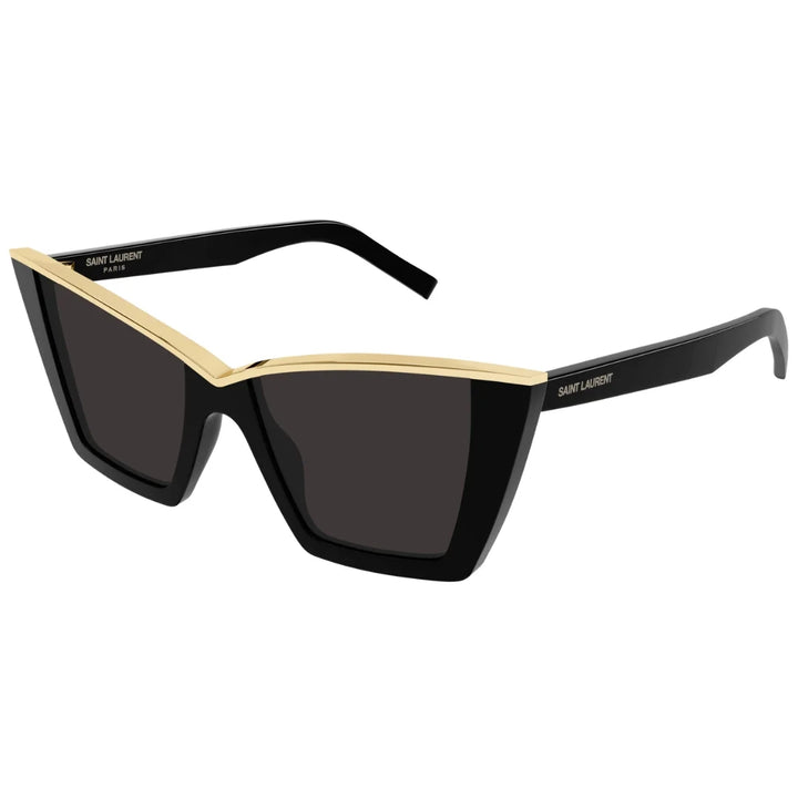Saint Laurent SL570 001 Women Rectangle Sunglasses Black Acetate Frame Grey Lens