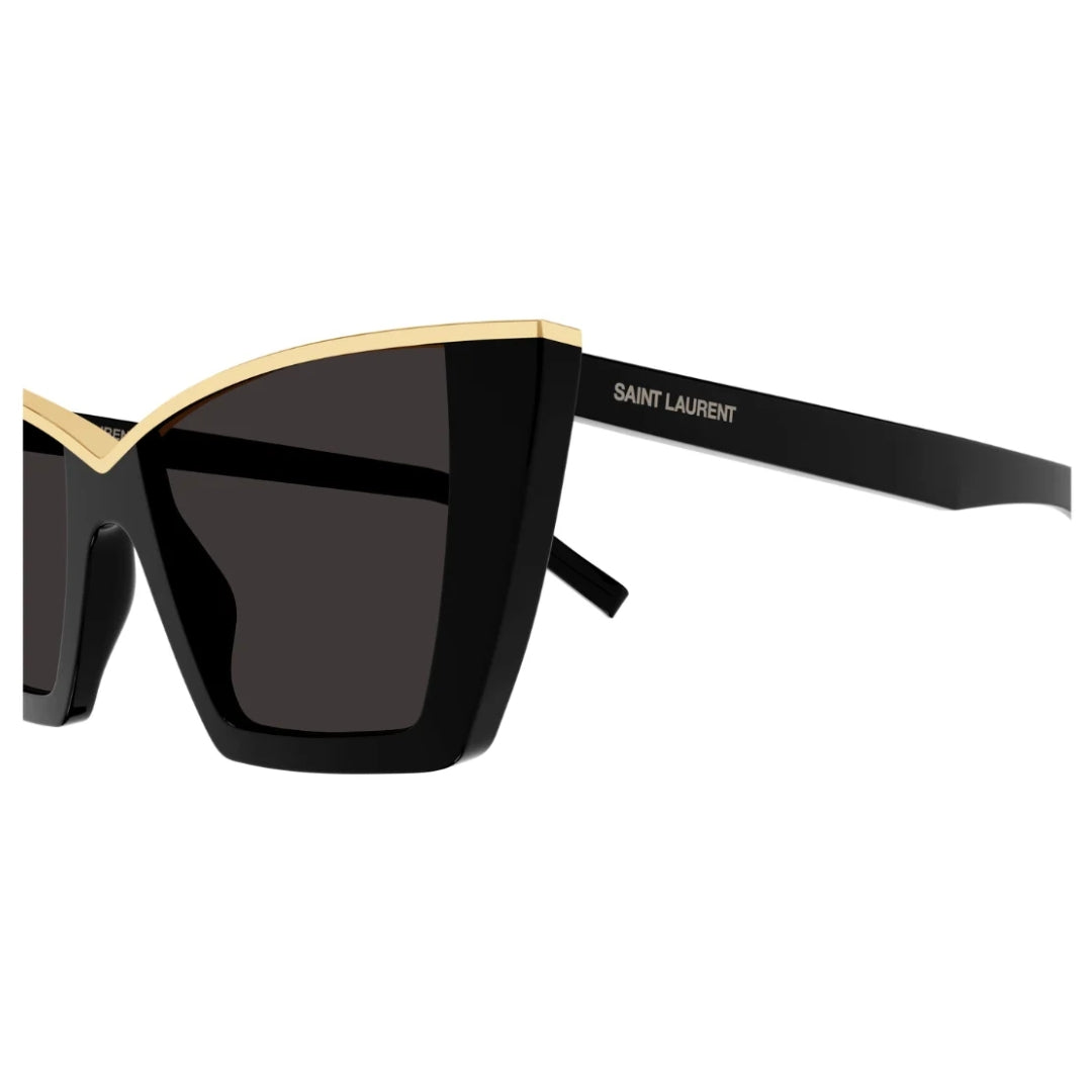 Saint Laurent SL570 001 Women Rectangle Sunglasses Black Acetate Frame Grey Lens