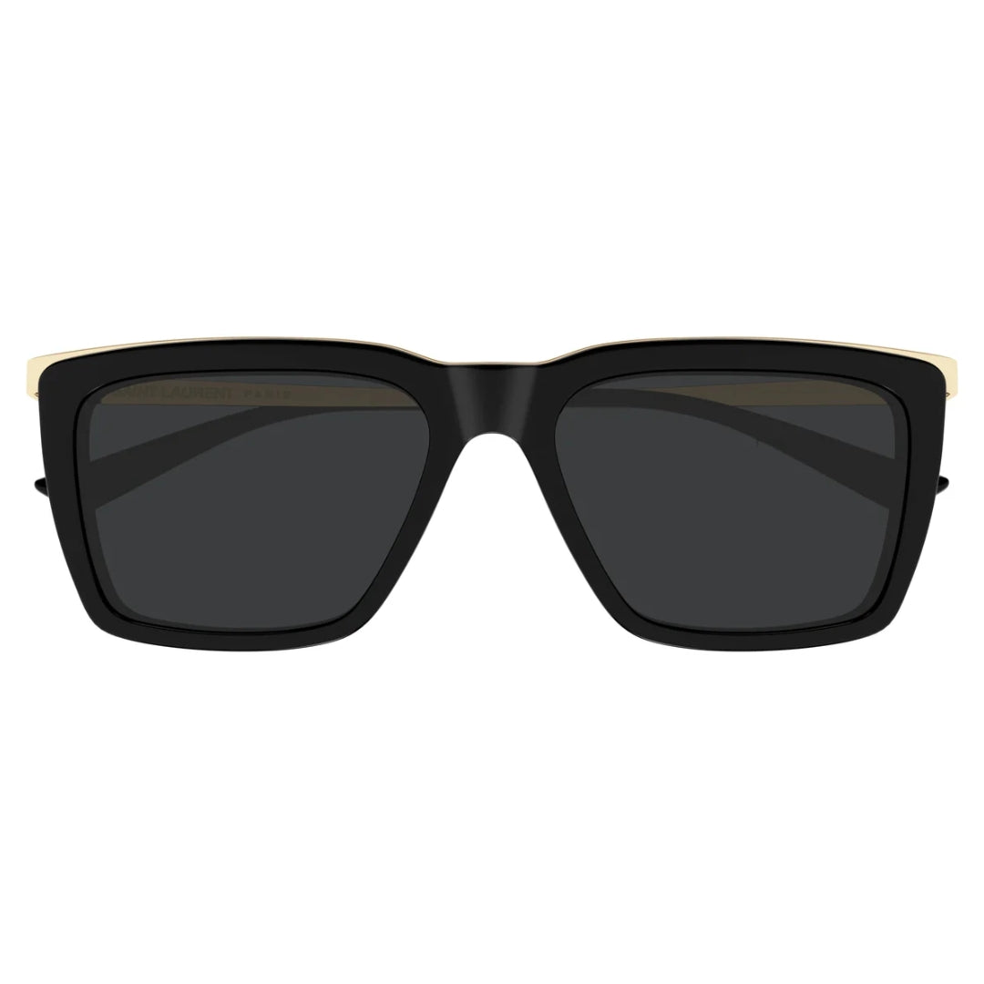 Saint Laurent SL765 001 Men Rectangle Sunglasses Black Acetate Frame Grey Lens