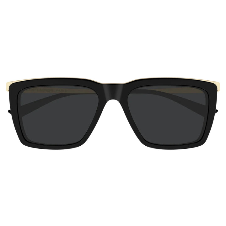 Saint Laurent SL765 001 Men Rectangle Sunglasses Black Acetate Frame Grey Lens