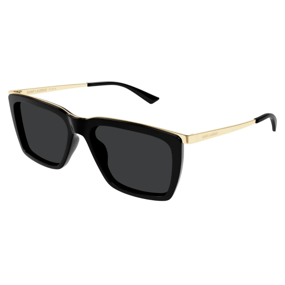 Saint Laurent SL765 001 Men Rectangle Sunglasses Black Acetate Frame Grey Lens