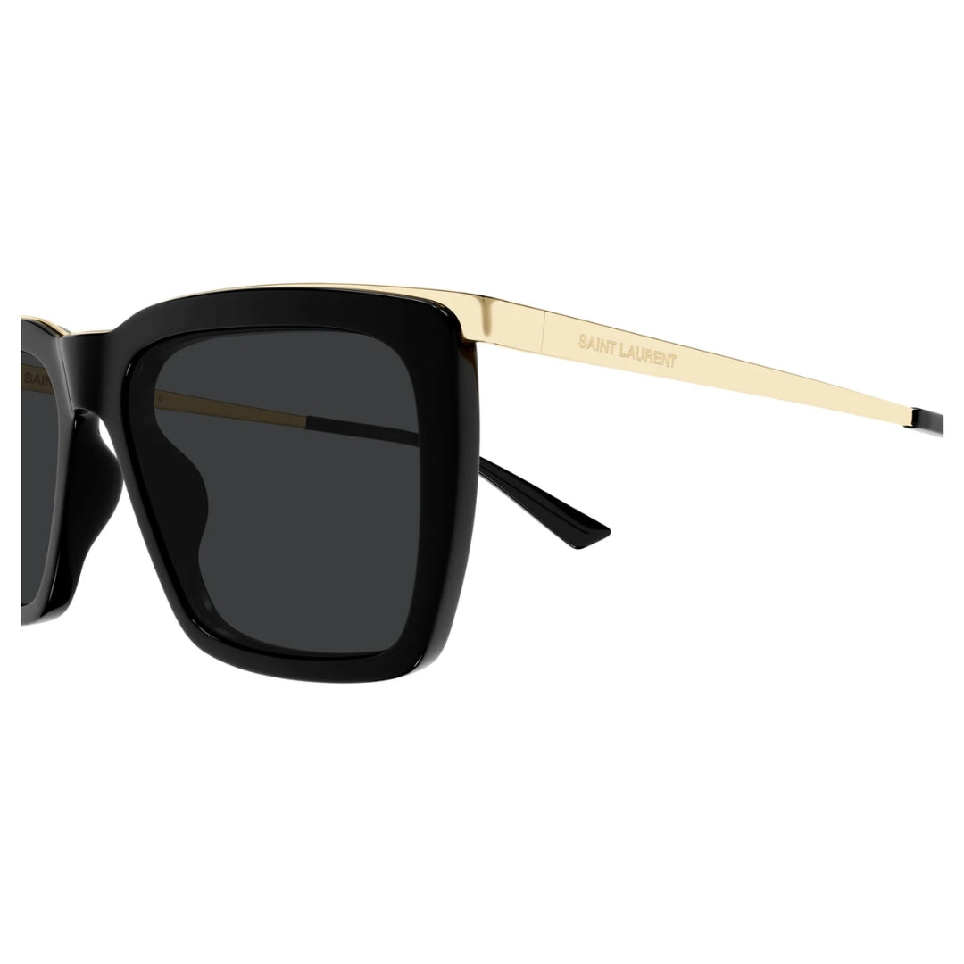 Saint Laurent SL765 001 Men Rectangle Sunglasses Black Acetate Frame Grey Lens