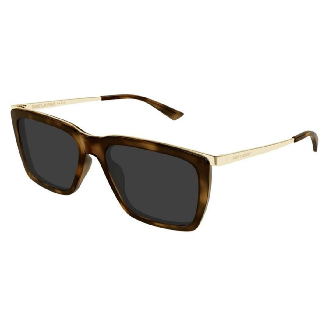 Saint Laurent SL765 004 Men Rectangle Sunglasses Havana Acetate Frame Grey Lens