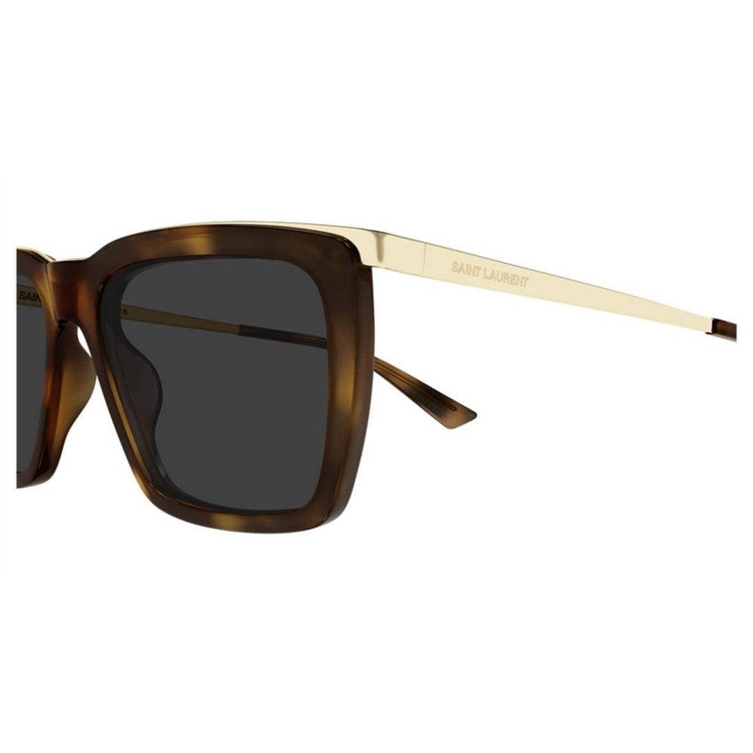 Saint Laurent SL765 004 Men Rectangle Sunglasses Havana Acetate Frame Grey Lens