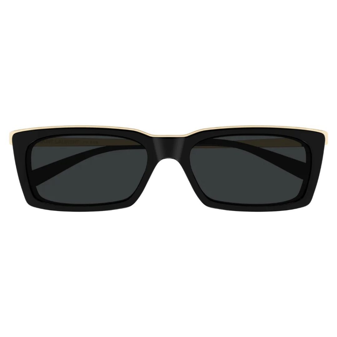 Saint Laurent SL766 001 Men Rectangle Sunglasses Black Acetate Frame Grey Lens