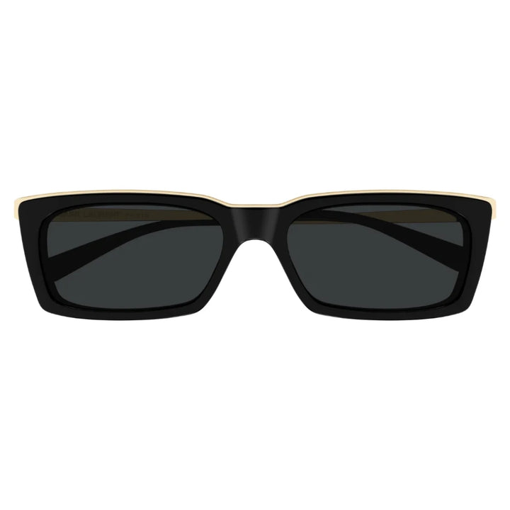 Saint Laurent SL766 001 Men Rectangle Sunglasses Black Acetate Frame Grey Lens