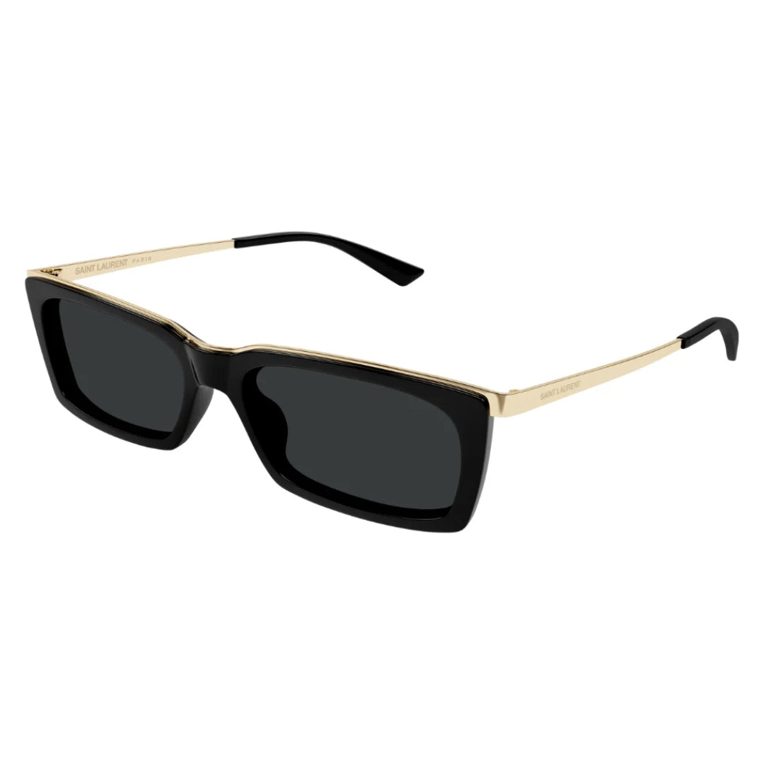 Saint Laurent SL766 001 Men Rectangle Sunglasses Black Acetate Frame Grey Lens