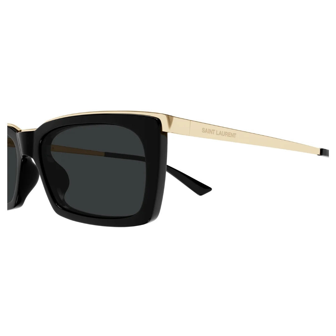 Saint Laurent SL766 001 Men Rectangle Sunglasses Black Acetate Frame Grey Lens