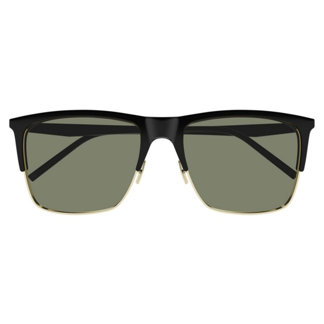 Saint Laurent SL768 001 Men Rectangle Sunglasses Black Frame Green Lens
