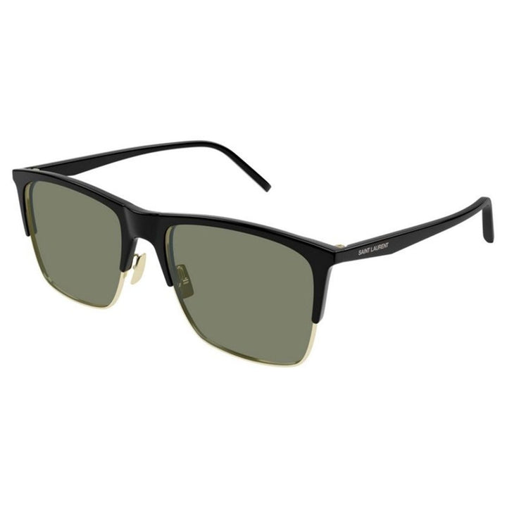 Saint Laurent SL768 001 Men Rectangle Sunglasses Black Frame Green Lens