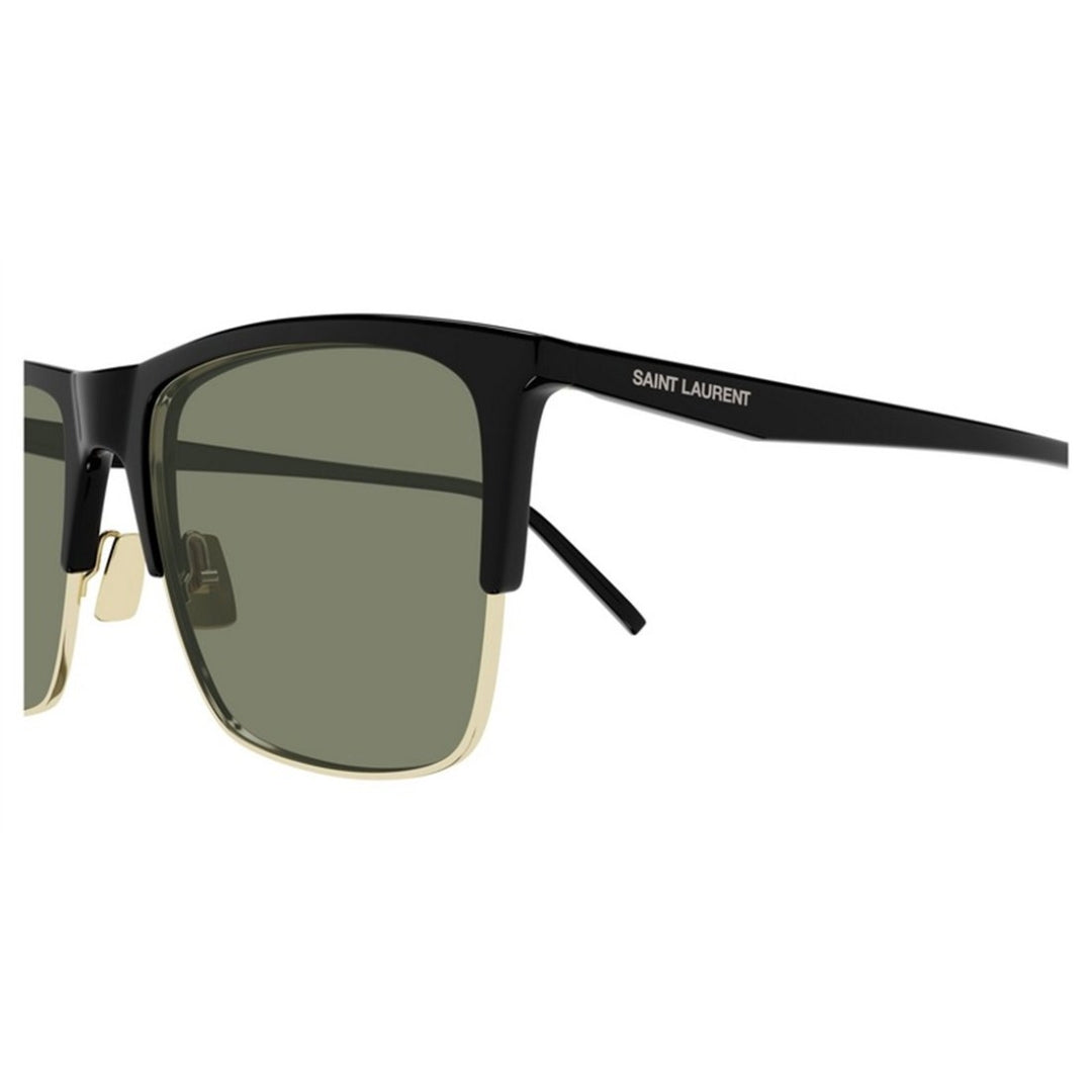 Saint Laurent SL768 001 Men Rectangle Sunglasses Black Frame Green Lens