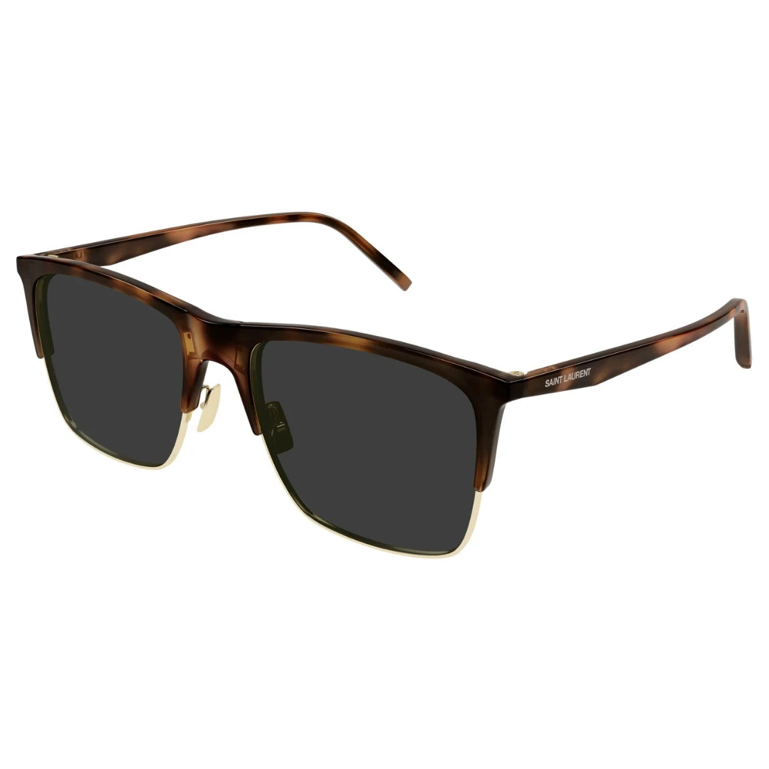 Saint Laurent SL768 004 Men Rectangle Sunglasses Havana Frame Grey Lens