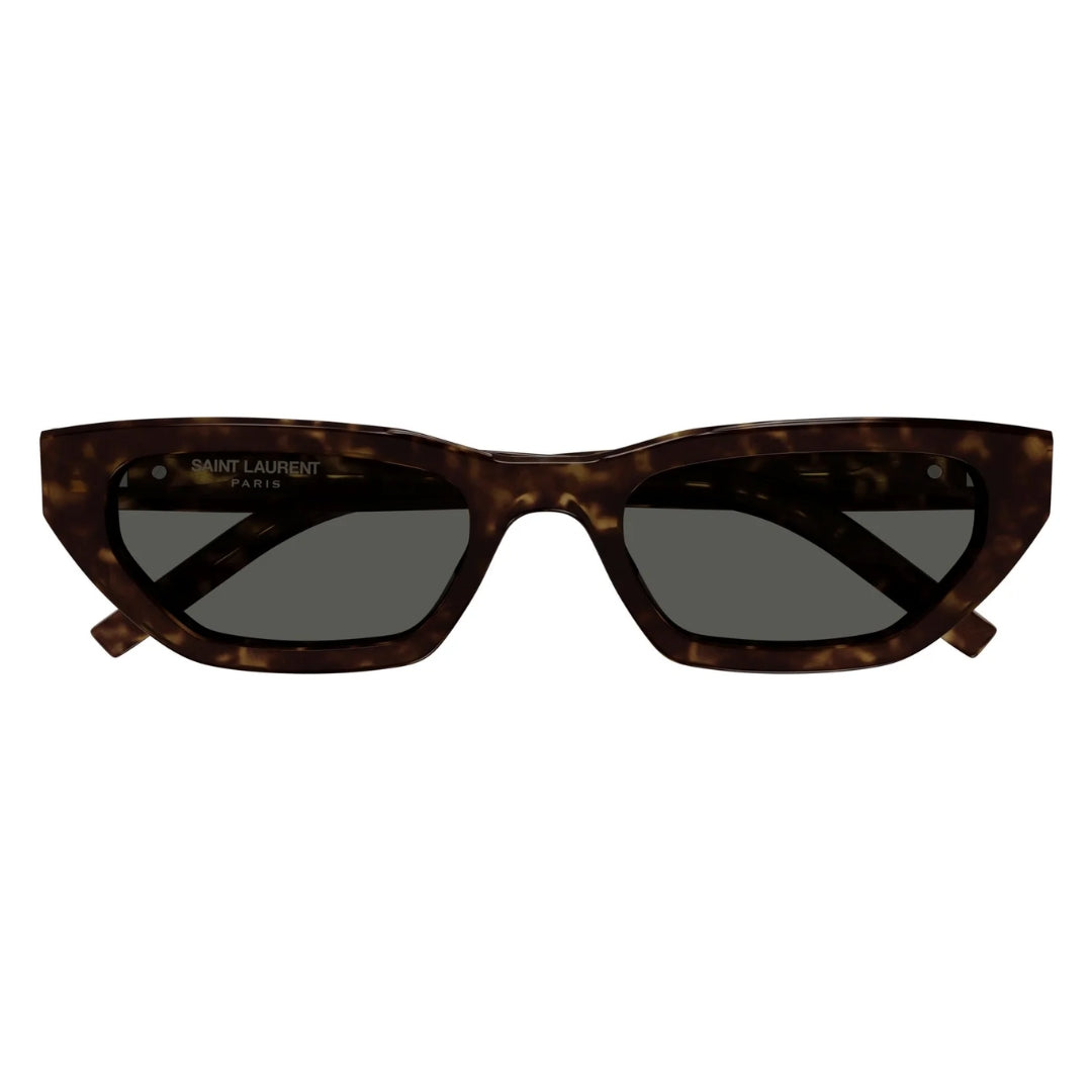 Saint Laurent SL M126 002 Women Rectangle Sunglasses Black Acetate Frame Grey Lens