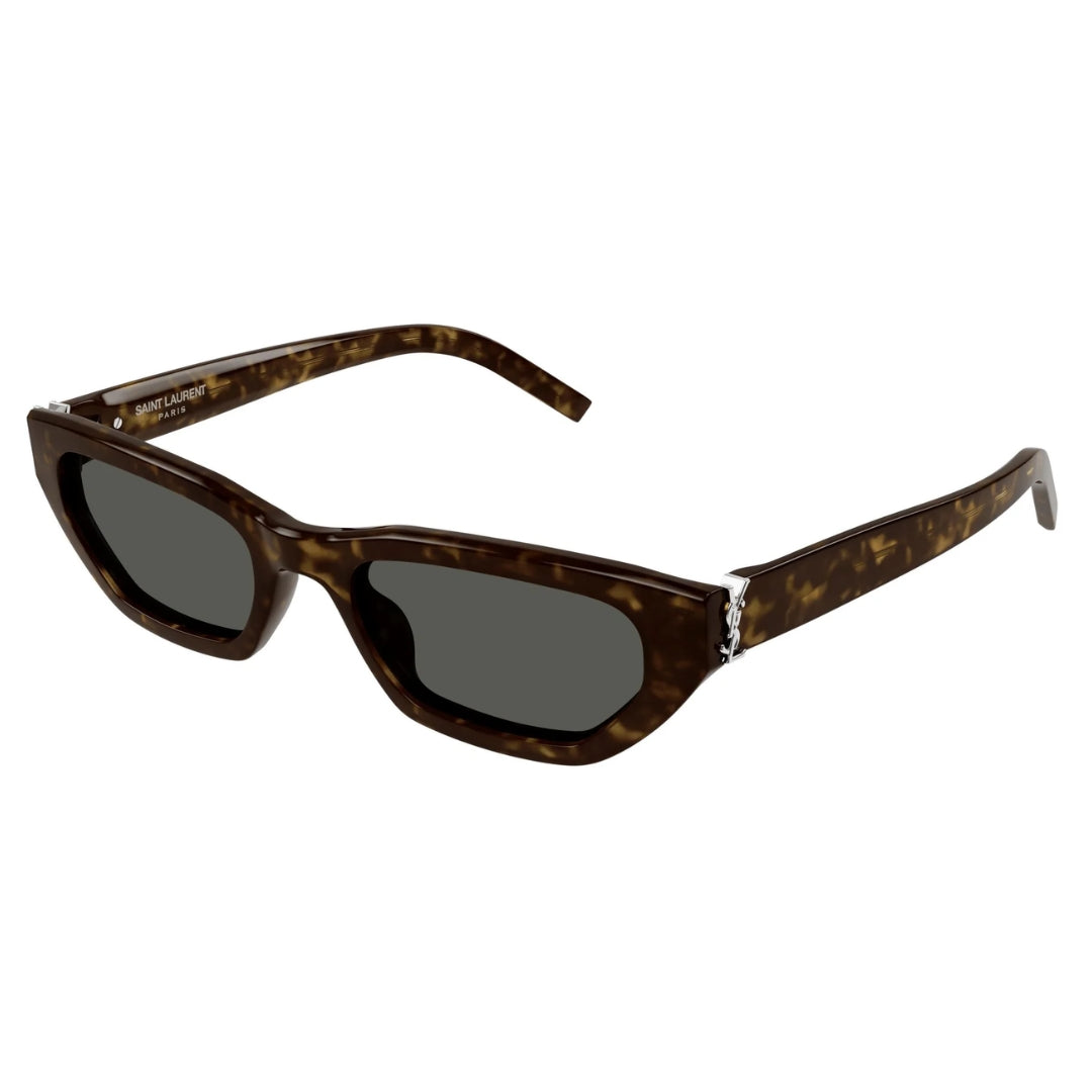 Saint Laurent SL M126 002 Women Rectangle Sunglasses Black Acetate Frame Grey Lens
