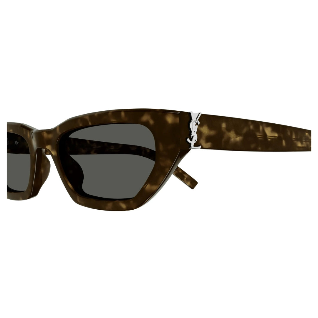 Saint Laurent SL M126 002 Women Rectangle Sunglasses Black Acetate Frame Grey Lens