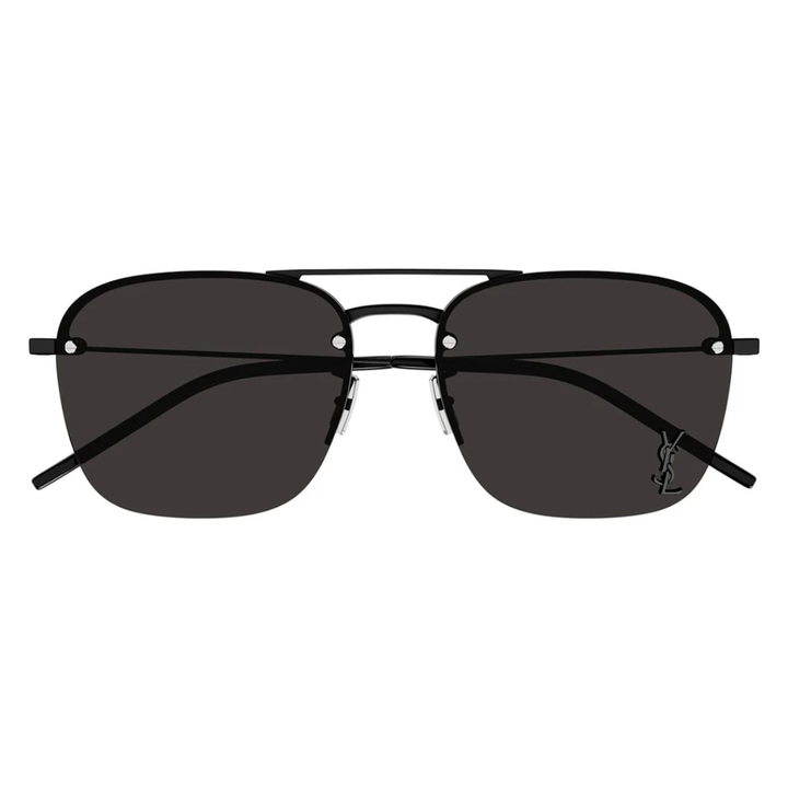 Saint Laurent SL309M 001 Aviator Sunglasses Matte Black Frame Grey Mirror Lenses