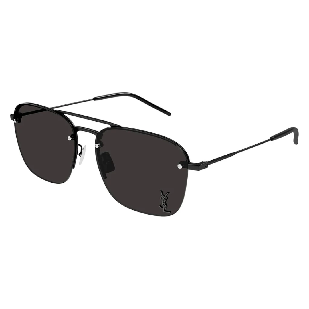 Saint Laurent SL309M 001 Aviator Sunglasses Matte Black Frame Grey Mirror Lenses 2