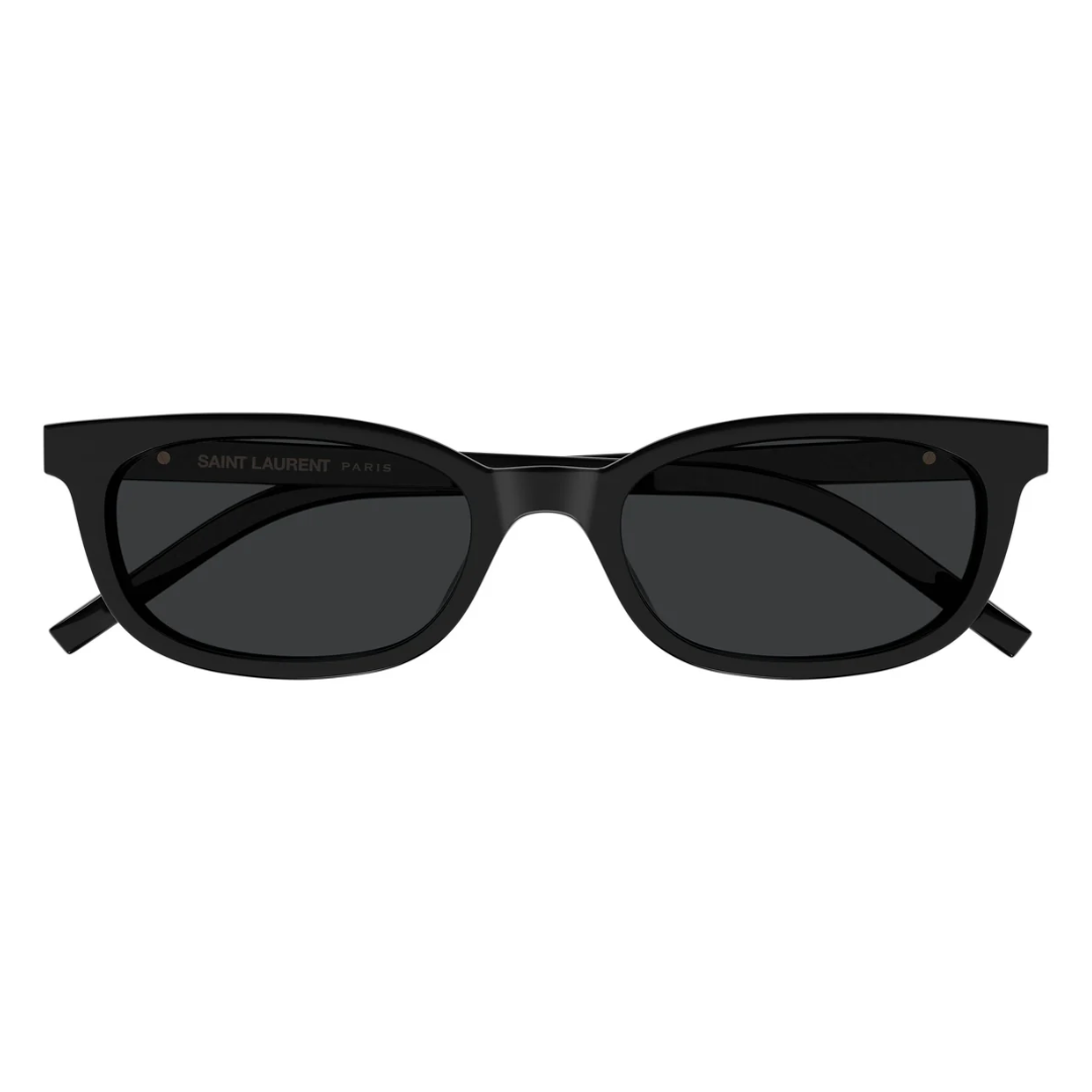 Saint Laurent SLM160 001 Rectangle Sunglasses Black Frame Grey Lenses