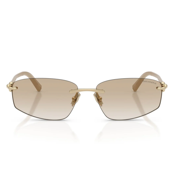 Tiffany TF3114 602111 Rimless Irregular Sunglasses Pale Gold Frame Light Grey Gradient Lenses