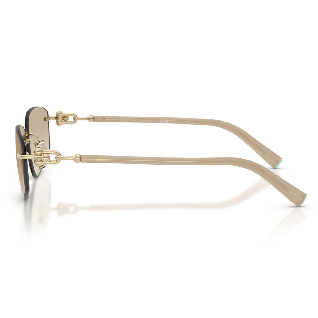 Tiffany TF3114 602111 Rimless Irregular Sunglasses Pale Gold Frame Light Grey Gradient Lenses 3