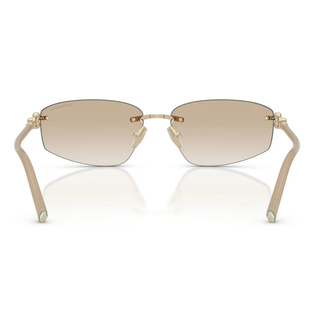 Tiffany TF3114 602111 Rimless Irregular Sunglasses Pale Gold Frame Light Grey Gradient Lenses 4