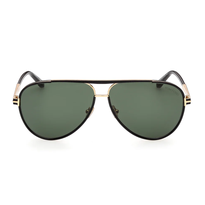 Tom Ford FT1340 01N RUPERT-02 Square Sunglasses Black Frame Green Lenses