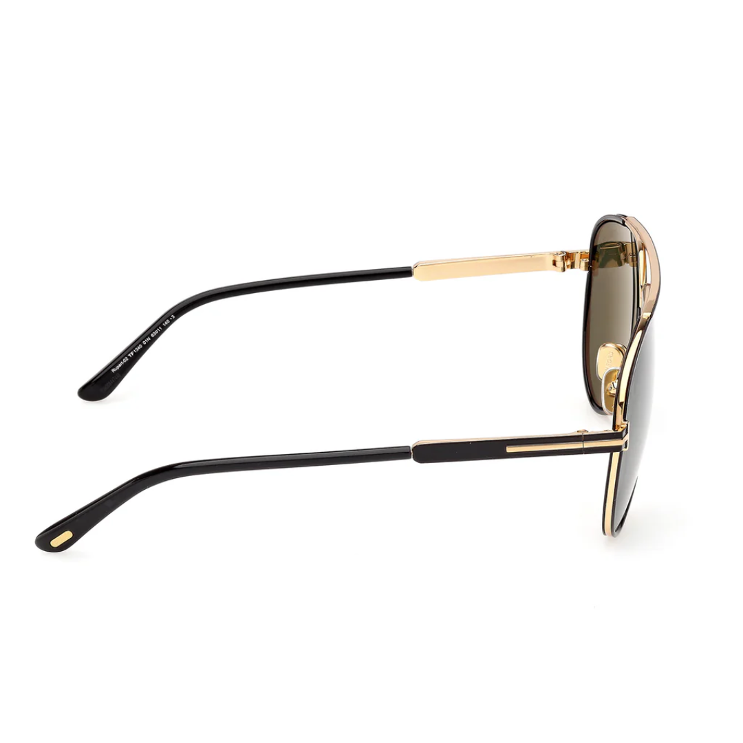 Tom Ford FT1340 01N RUPERT-02 Square Sunglasses Black Frame Green Lenses 3
